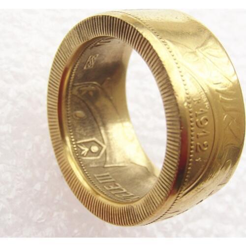 1912 Italy 100 Lire Gold Plated Copy Decorate Coin Ring Handmade In Sizes 8-16