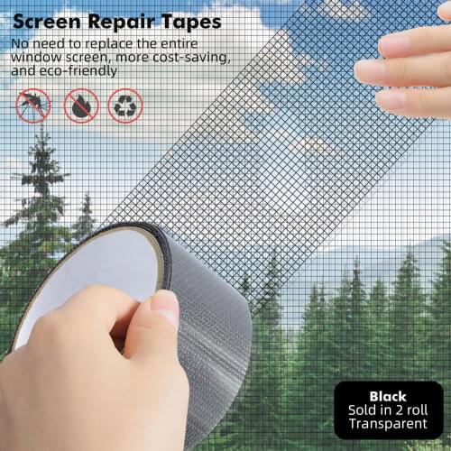 2 Rolls Window Door Screen Repair Tape Self-Adhesive Fiberglass Screen Mesh Repair Patch for Holes Tears Repairing Home 5x200cm