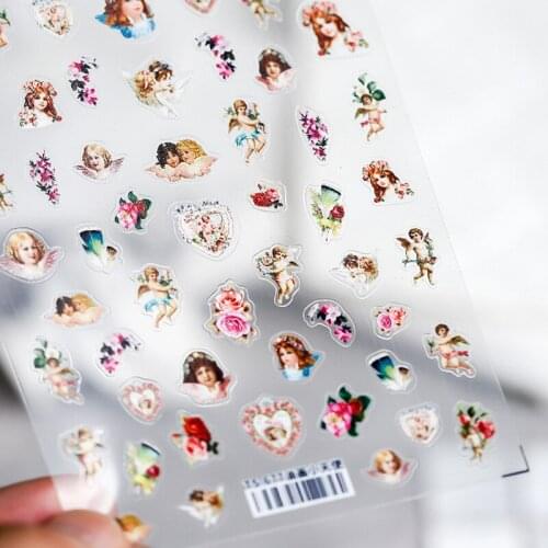 3D Oil Painting Cupid Angel Adhesive Nail Art Stickers 5D Soft Embossed Reliefs Nail Decals Decorations Wholesale Dropshipping