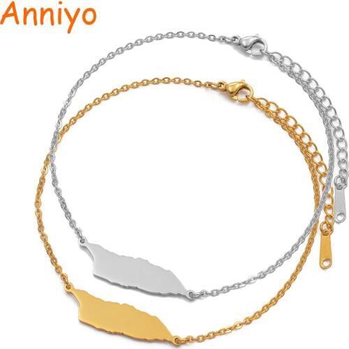 Anniyo 21cm+4cm Aruba Anklet for Women Girls Gold Color Jewelry Foot Chain Aruba Map Ankle Band #113421