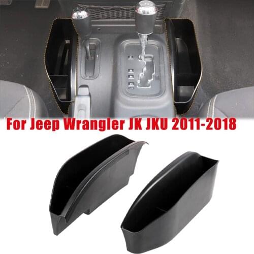 Car Gear Shift Storage Box Center Console Organizer Tray Side Pocket Organizer Phone Storage for Jeep Wrangler JK JKU 2011-2018