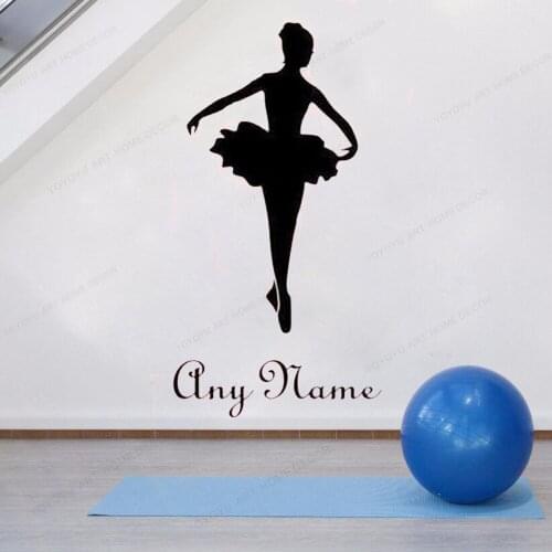 Ballerina wall sticker ballet custom name personalized girls silhouette dancer Bedroom Decor Wall vinyl decal HJ468
