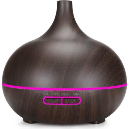 Free shipping 400ml ultrasonic aroma diffuser wood grain aromatherapy humidifier air purifier with 7C LED light