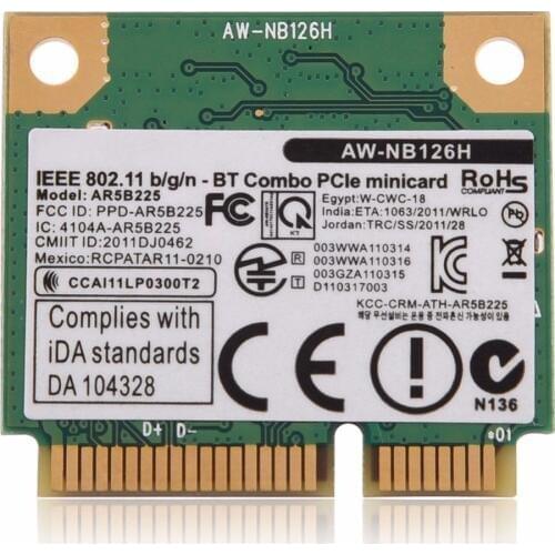 Wireless Adapter Card for AR5B225 AR9485 Half Mini PCI-e Card Laptop WiFi 300Mbps AR3012 Bluetooth 4.0 for dell asus acer