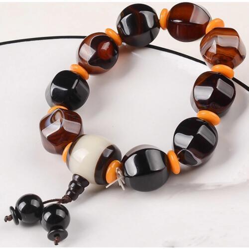 Natural Agate Bracelet Round Beads Bracelet Crystal Bangles Bracelets Pretty Mens Jade Jewelry