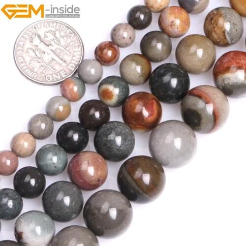 Gem-inside 6-12mm Natural Round Semi Precious Polychrome Jasperss Stone Beads For Jewelry Making Beads 15'' DIY Beads Bracelet