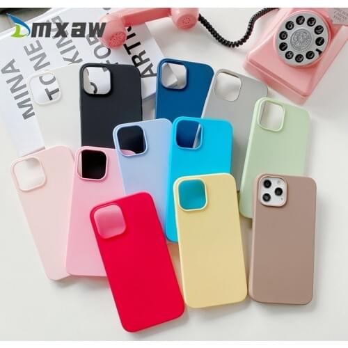 For iPhone 12 11 Pro Max 12 mini 8 7 6s 6 Plus 5s 5 SE Phone Case Cute Matte Solid Candy Simple Silicone Cover
