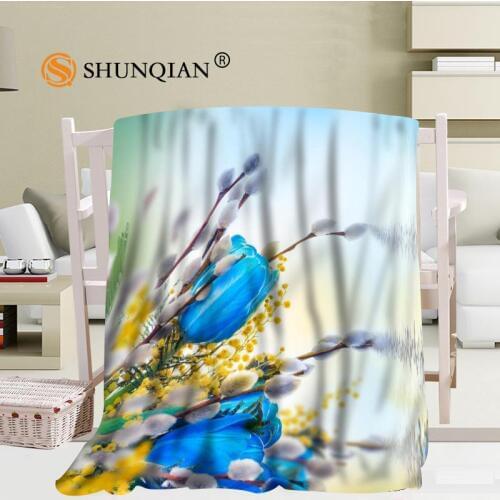 Custom Nature Flowers Travel Blanket Home TV Casual Relax for Family Soft Fluffy Warm Blanket