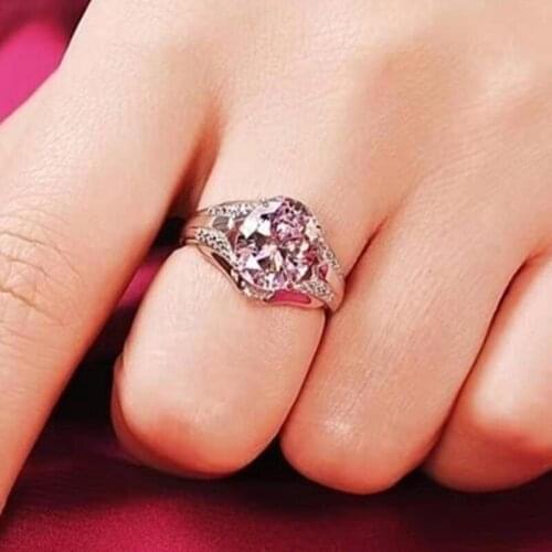 Elegant New Arrivals Fashion Pink Oval AAA Cubic Zirconia Rings for Women White Color Party Jewelry
