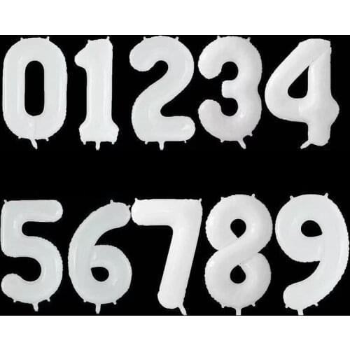 32inch Giant White Number Foil Balloons 0 1 2 3 4 5 6 7 8 9 Adult Baby Shower Birthday Party Wedding Gift Background Decorations