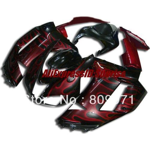 K218 TOP Red flames black Fairing kit for KAWASAKI Ninja ZX6R 636 2007 2008 ZX 6R ZX-6R 07 08