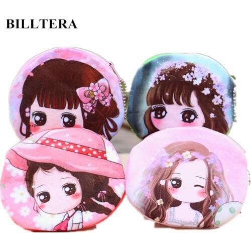 Cartoon Characters Coin Purse Casual Short Wallet Little Girl Plush Coins Bag Girls Pocket Mini Cloth Bags Kids Creative Gifts