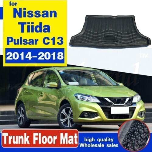 For Nissan Tiida Pulsar C13 Car Tail Trunk Mat Tray Boot Liner Floor Cargo Mud Pad Carpet Protective Pad2014 2015 2016 2017 2018