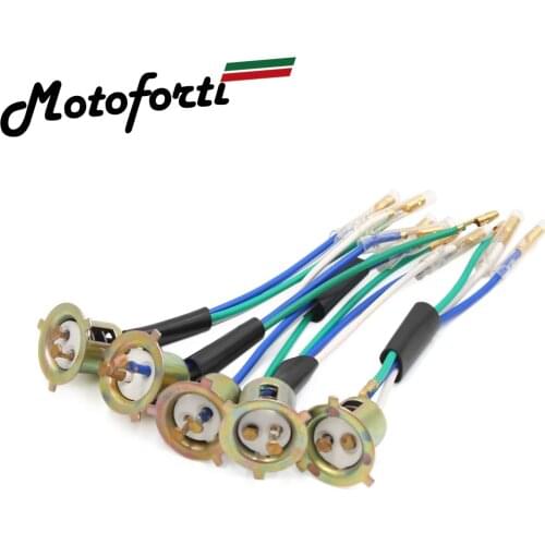 Motoforti 1pcs 2pcs 5Pcs Metal 3 Wires Motorcycle Headlight Lights Bulb Socket Lamp Holder Wire Harness Adapters For Motorbike