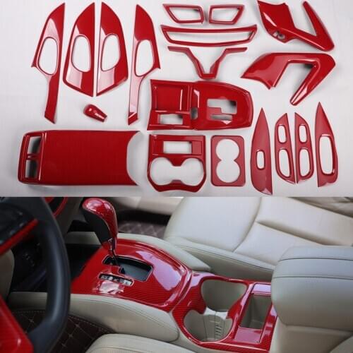 Hot Red Carbon Fiber for Nissan X Trail T32 X-trail 2014-2020 Interior Accessories Gear Cup Holder Frame Door Armrest Cover