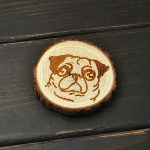 Pug Fridge Tree Slice Dog Magnets Pug Wooden Fridge Magnet Dog Refrigerator Magnet Kitchen Decor For Dog Lovers