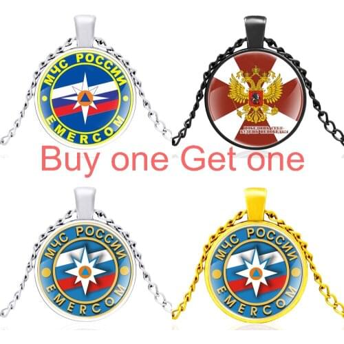 New Arrival Мчс России Emercom Glass Cabochon Men Women Fashion Pendant Necklace Accessories Gifts