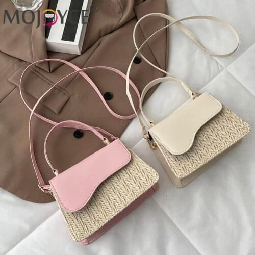 Mini Shoulder Bags Vintage Woven PU Leather Patchwork Messenger Bag Casual Women Top-Handle Flap Handbags for Women