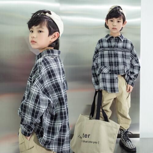 Fashion Spring and Autumn Baby Kids Boys Long Sleeve Shirt Plaids Turn-down Collar Kids Clothes 1-10 Years Old Casual Clothes