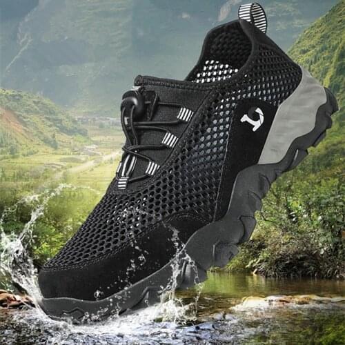 Mens Wear-resistant Mountain Climbing Trekking Sneakers Quick Dry Waterproof Aqua Shoes Outdoor Non Slip Breathable Hiking Shoes