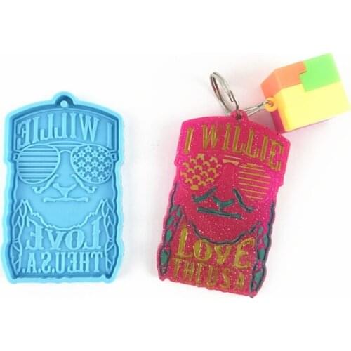 N7MF Sunglasses Flag Keychain Epoxy Resin Mold Hanging Pendant Silicone Mould DIY Crafts Jewelry Necklace Casting Mold