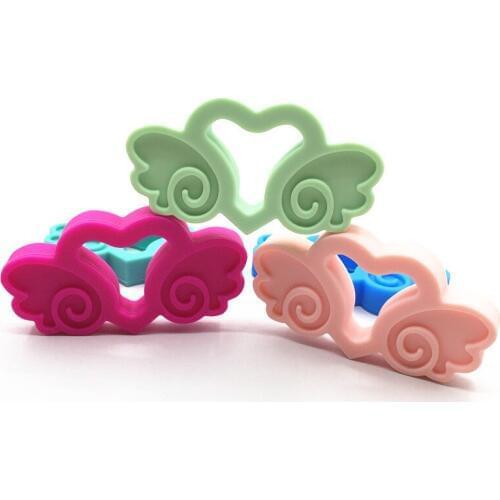 New Silicone teething Angel Wing pendant necklace - nursing pendant necklace silicone - chew pendant many colors 10pcs/lot