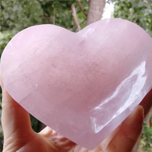 80-90mm natural rose quartz crystals specimen Home decoration stone and crystal mineral Reiki healing gemstones bowl heart gift