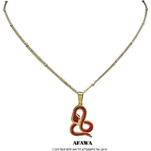 2021 Red Crystal Stainless Steel Snake Necklace Charms for Women Gold Color Gothic Snake Necklace Jewelry pendentif N4898S02