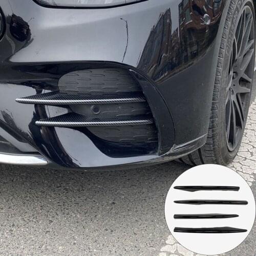 For Mercedes Benz E Class W213 E260 E53 2021 Carbon Fiber Front Fog Light Decoration Strips Cover Trim Bumper Grille