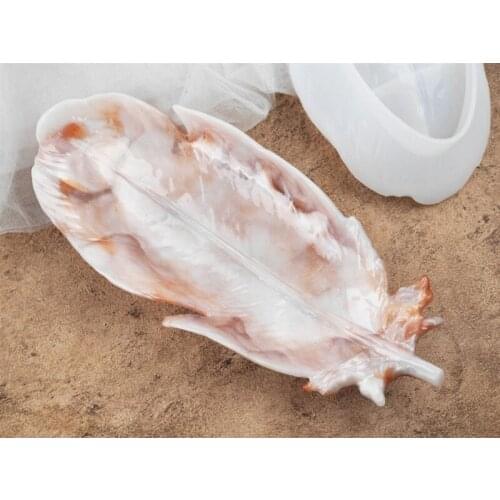 Feather Plate Epoxy Resin Mold Dish Tray Silicone Mould DIY Crafts Home Decortaion Casting Tools