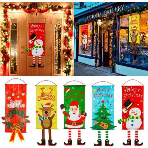 Cloth Christmas Hanging Flag Merry Christmas Decoration For Home 2021 Christmas Gift Christmas Decoration Happy New Year 2022