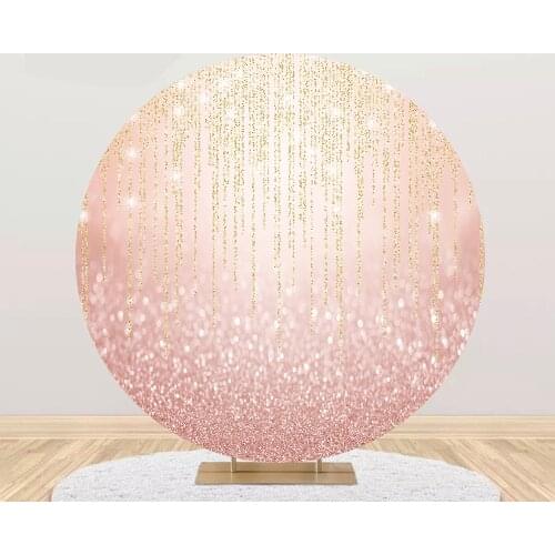 Pink Glitter Girl Photo Background Birthday Party Decorations Round Photography Backdrops Covers Photocall YY-849