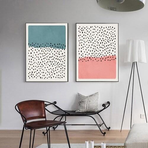 Nordic Abstract Poster Pink Blue Background Canvas Painting Wall Art Speck Picture For Living Room Unique Decor On The Wall