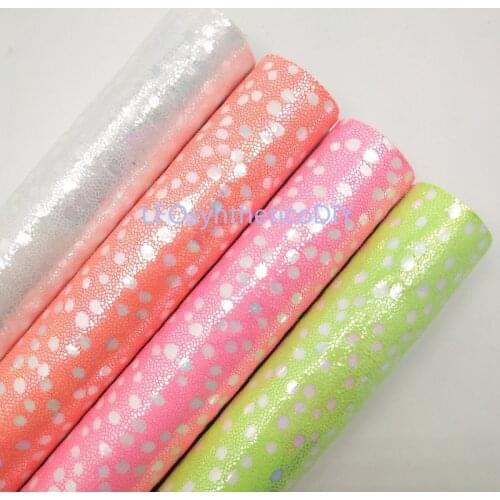 1PC 21X29CM Dots Printed Faux Leather Fabric, Synthetic Leather Fabric Leather Sheets For Making Bows LEOsyntheticoDIY T272B