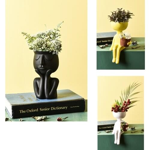 Portrait Vase Flowered Bottle Human Face Creative Display Nordic Minimalist Resin Home Decoration Furnishing Articles