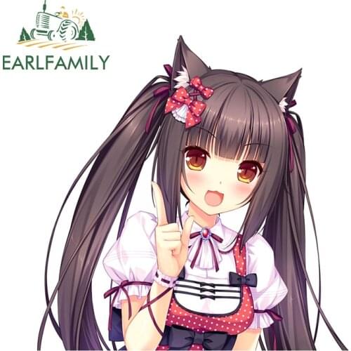 EARLFAMILY 13cm x 12.6cm for Nekopara Chocola Camper Truck Decal Vinyl Car Wrap JDM Accessories DIY Custom Printing Stickers