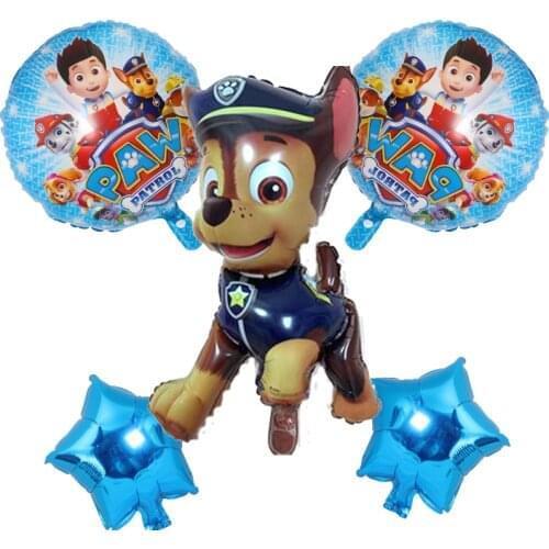 5Pcs Paw Patrol Balloons Birthday Party Deco Balloon Chase Marshall Sky Rubble Figure Boys Girls Toys Gifts Set For Children