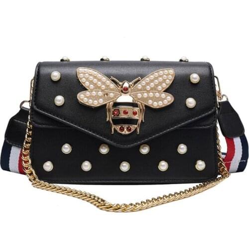 Bee Pearl Crossbody Bags For Women 2021 New Chains Bee Luxury Handbags Designer Famous Brand Shoulder Bag Hand Sac A Main Female