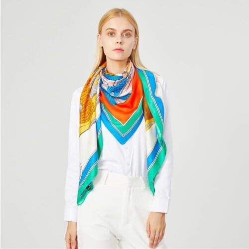 Women 100% Silk Scarf Shawl Foulard New Design Large Square Scarves Ladies Fashion Bandana Hijab Scarf Luxury Soft Soomth Touch