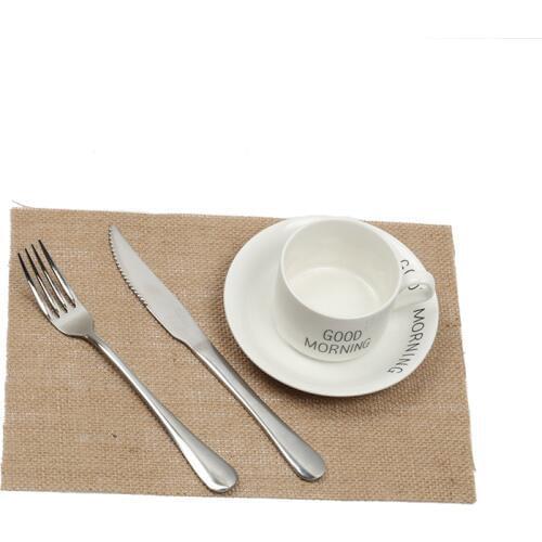 100pcs Folk Placemats Kitchen Table Mats 12x17 21x29cm Jute Burlap Linen Table Napkin for Coffee Tea Pads Home Decor Accessories