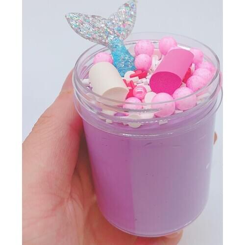 120ML Kids Slime Toy Crystal Slime Putty Mermaid Fairy Clay Soft Reliever Toy Mermaid Tail Decor Kids' Gift