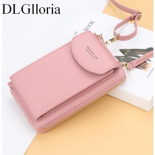 2021 Leather Women Wallet Cell Phone Bags Card Holder Female Handbag Coin Purse Clutch For Ladies Messenger Shoulder Long Straps