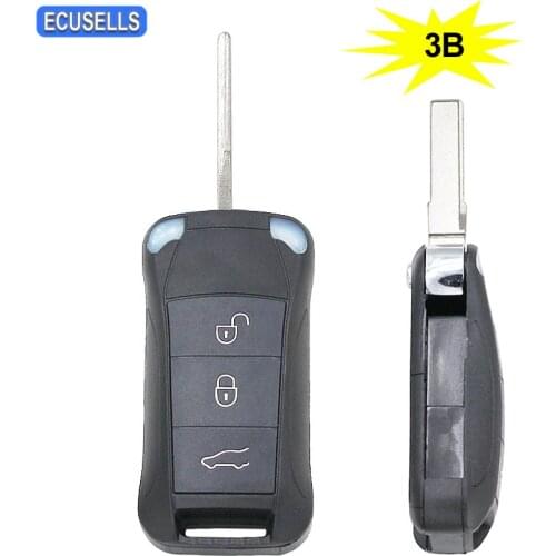 3 Buttons Folding Flip Remote Key Shell Case Smart Car Key Housing for Porsche Cayenne 2004 2005 2006 2007 2008 2009 2010 2011