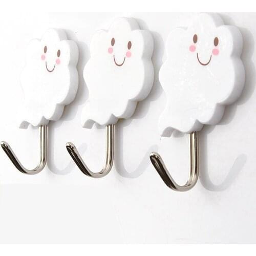 3pcs/lot Bathroom Hooks Kitchen Clouds Hanger Self-adhesive Hooks Stick On Wall Hanging Door Clothes Organizer Towel Racks New