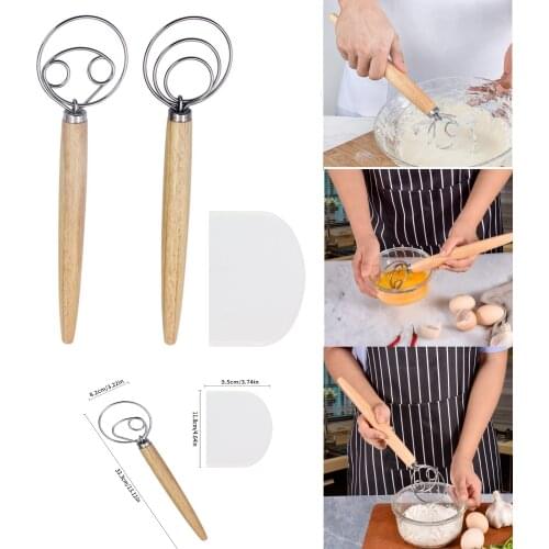 3PCS Stainless Steel Egg Beater Bread Knife Dough Whisk Blenders Eggs Beater Mixer Tool for Bread Dough