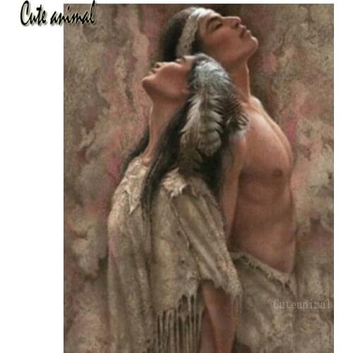 Full Square Round Drill 5D DIY Diamond Painting Indian Couple Vintage Art Diamond Embroidery Cross Stitch Kit Mosaic Home Gift