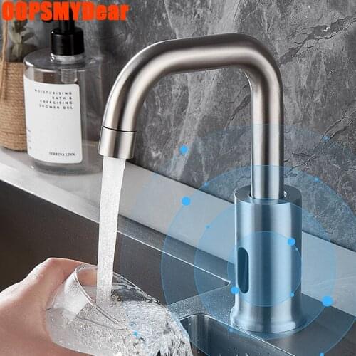 Touchless Faucet Bathroom Smart Infrared Motion Sensor Tap Wash Basin Stainless Steel Brush Grifo Kitchen Sink Deck Mount Faucet