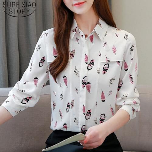 Autumn Fashion Long Sleeve Slim White Chiffon Blouse Shirt Women Office Lady Shirts Tops Femme Blusa Casual tops 7057 50