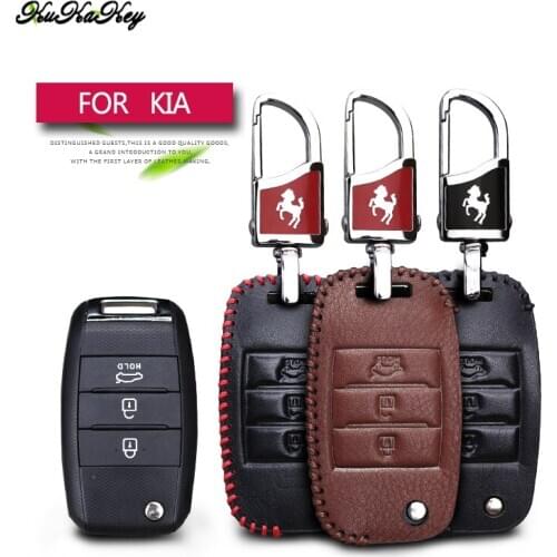 Genuine Leather Car Key Case Cover For Kia Picanto Sportage 2020 Rio 3 Cerato 4 Optima Ceed K5 Soul Key Chain Holder Accessories