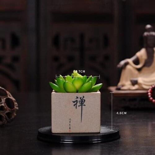 Flowerpot Office Desktop Ornaments Home Garden Decor Buddha Series Coarse Pottery Square Succulent Plant Pot Planter Vase